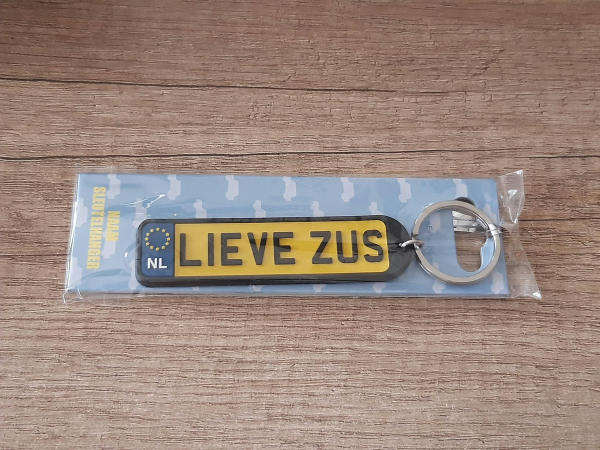 Sleutelhanger kenteken afgeronde hoeken: Lieve zus