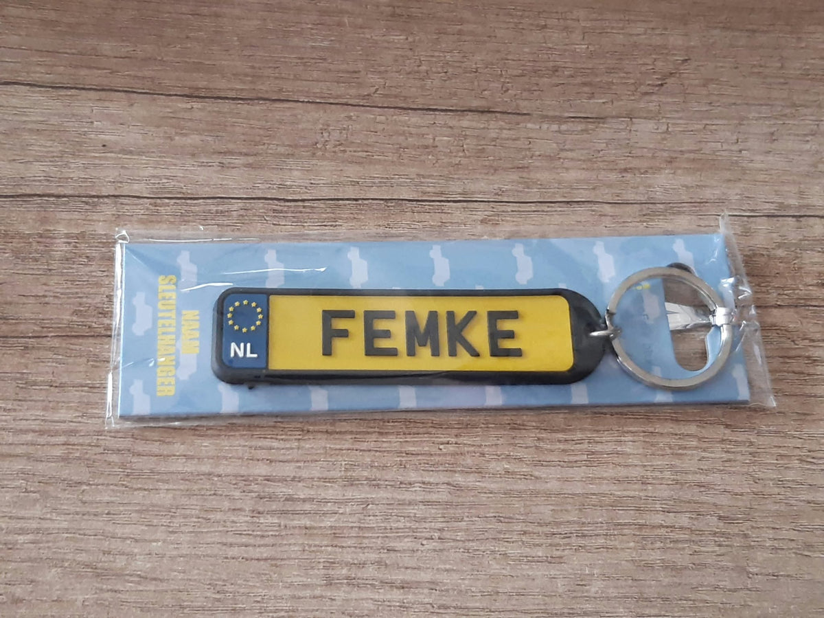 Sleutelhanger kenteken afgeronde hoeken: Femke