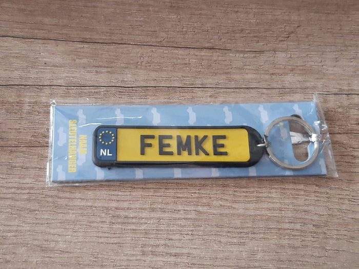 Sleutelhanger kenteken afgeronde hoeken: Femke