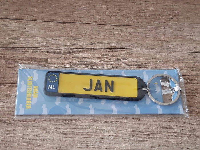 Sleutelhanger kenteken afgeronde hoeken: Jan