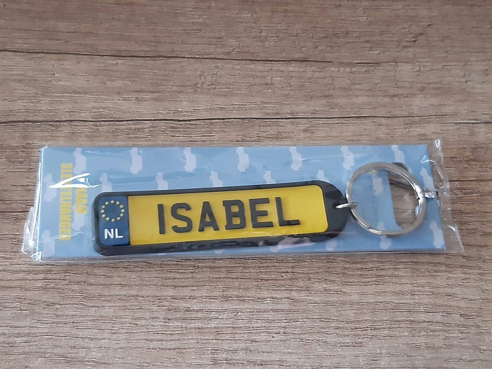 Sleutelhanger kenteken afgeronde hoeken: Isabel