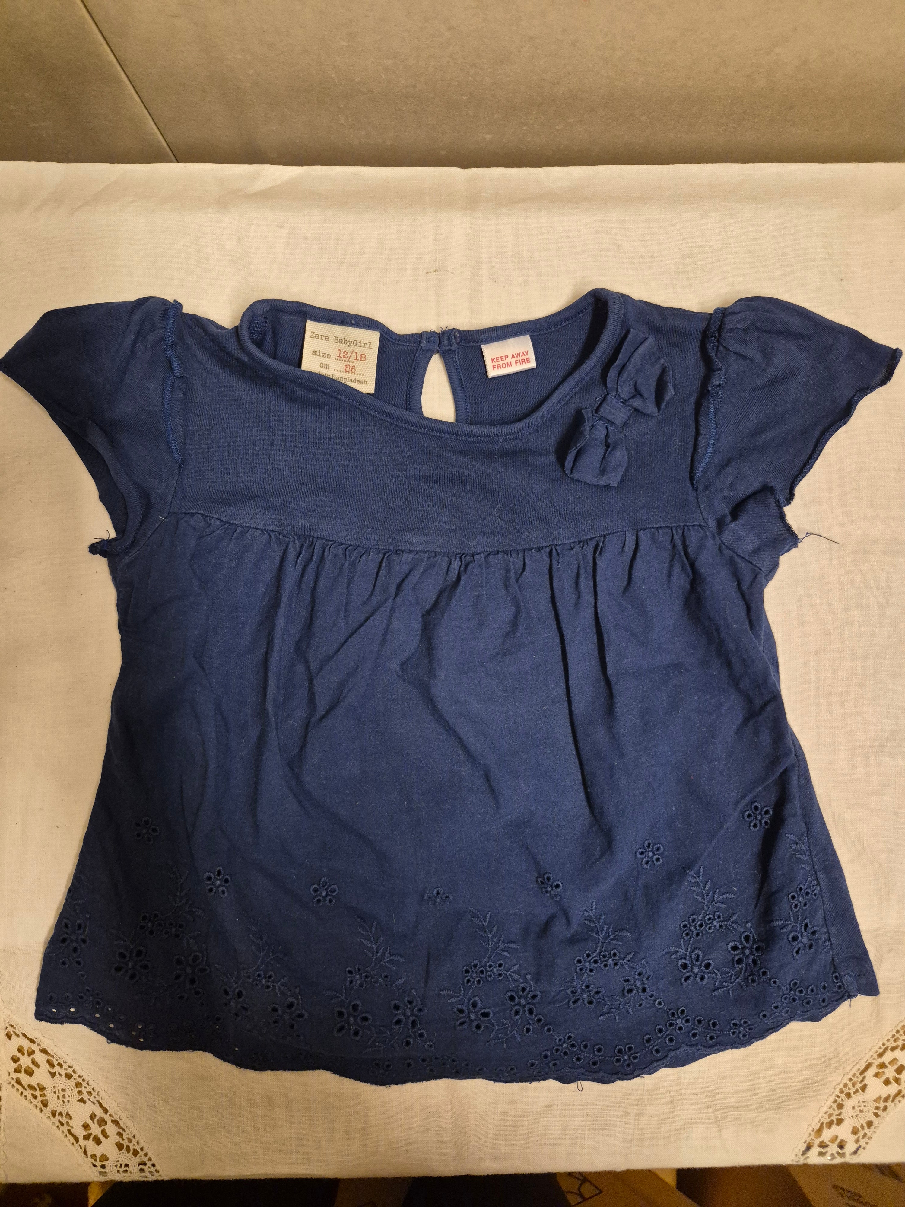 Shirt donkerblauw/kant Zara maat 86
