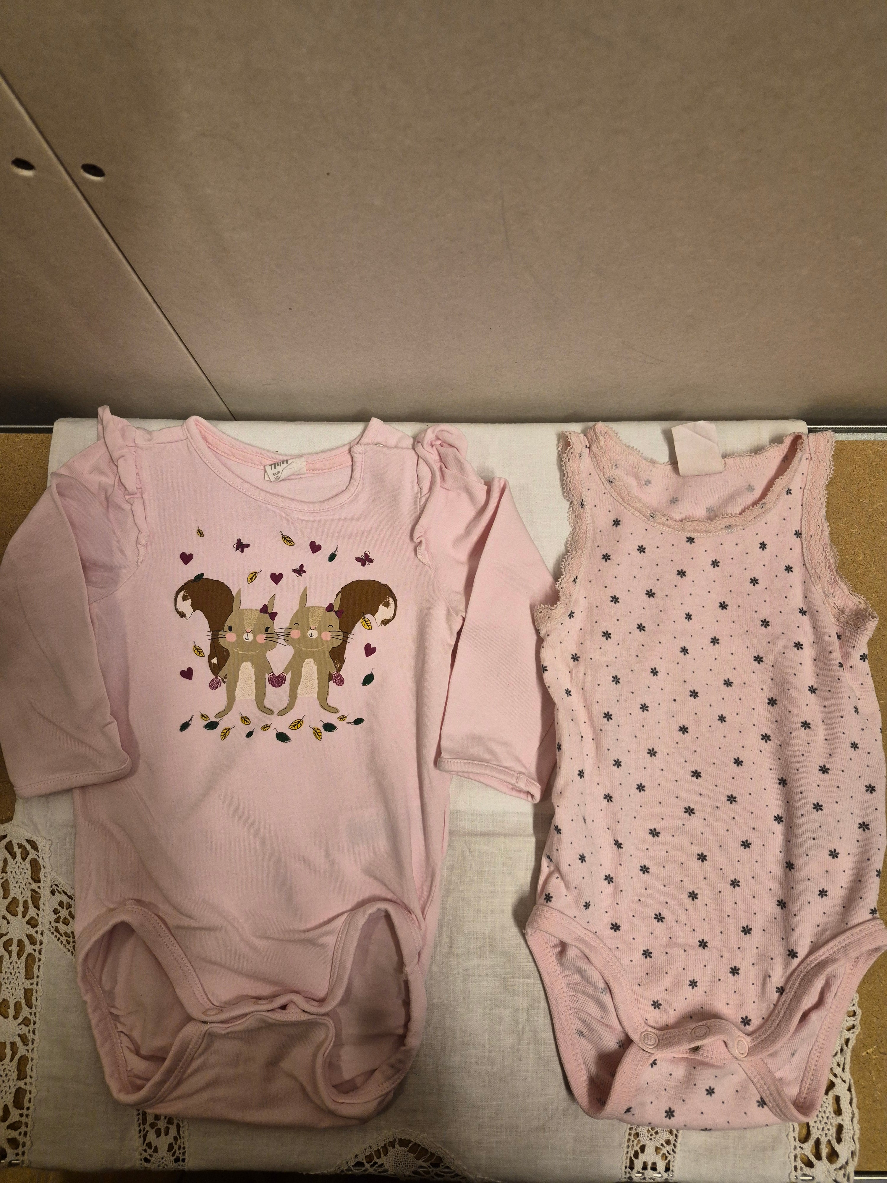 Set van 2 baby meisjes rompers roze met print maat 68