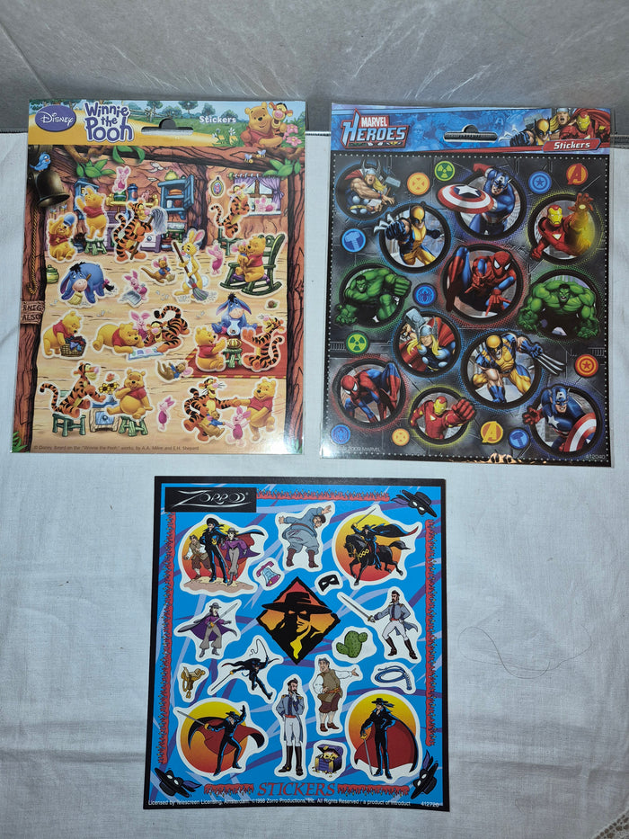 Set van 3 kinderstickervellen superhelden thema