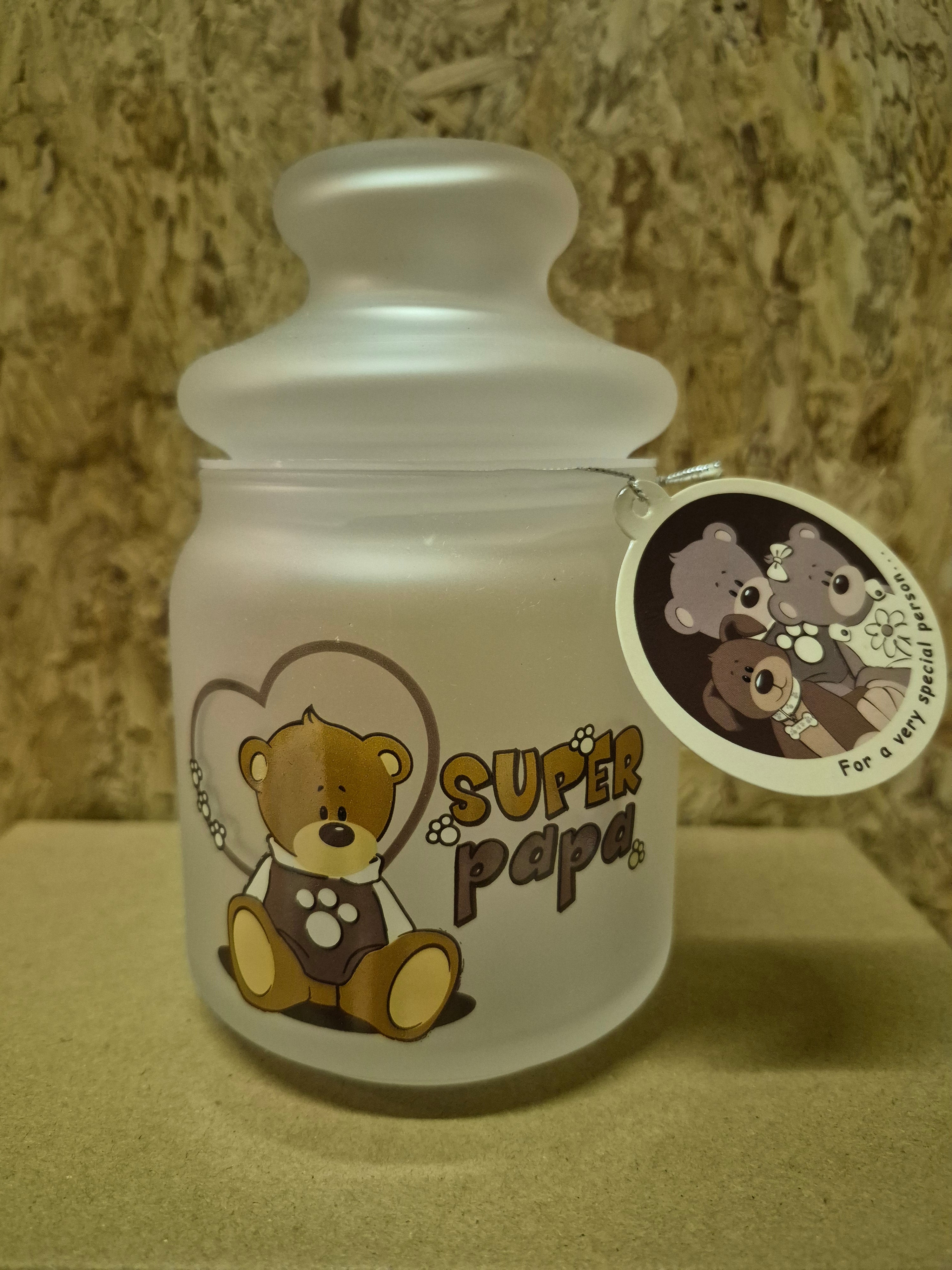Snoep potje met Super Papa erop