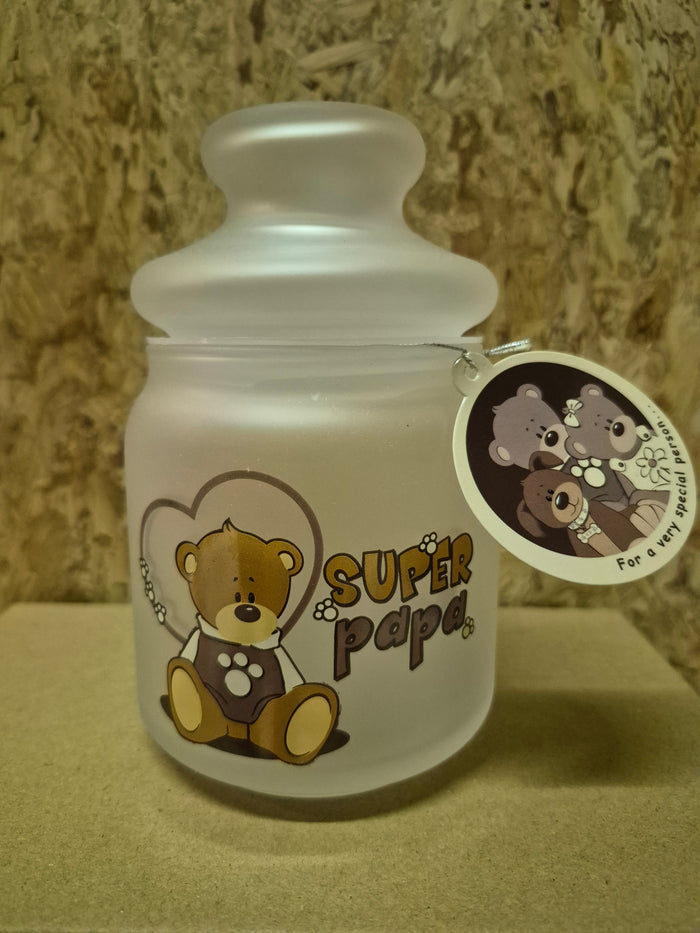 Snoep potje met Super Papa erop