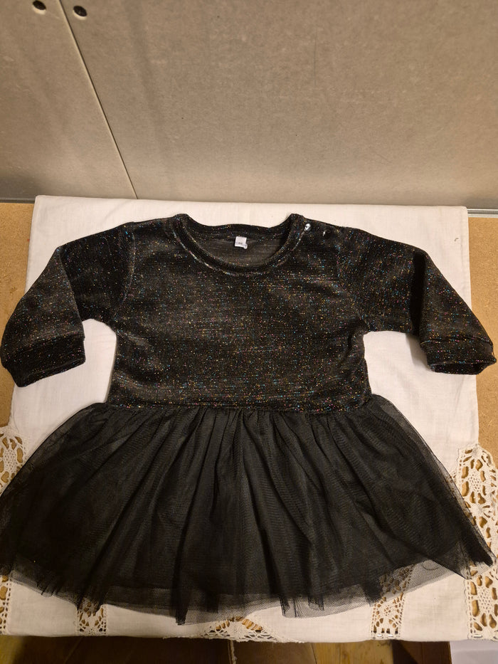 Baby meisjes jurkje zwart met glitter en tule rok maat 68