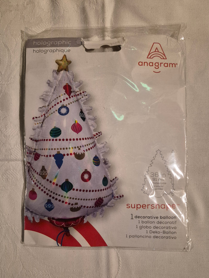 Folieballon kerstboom wit