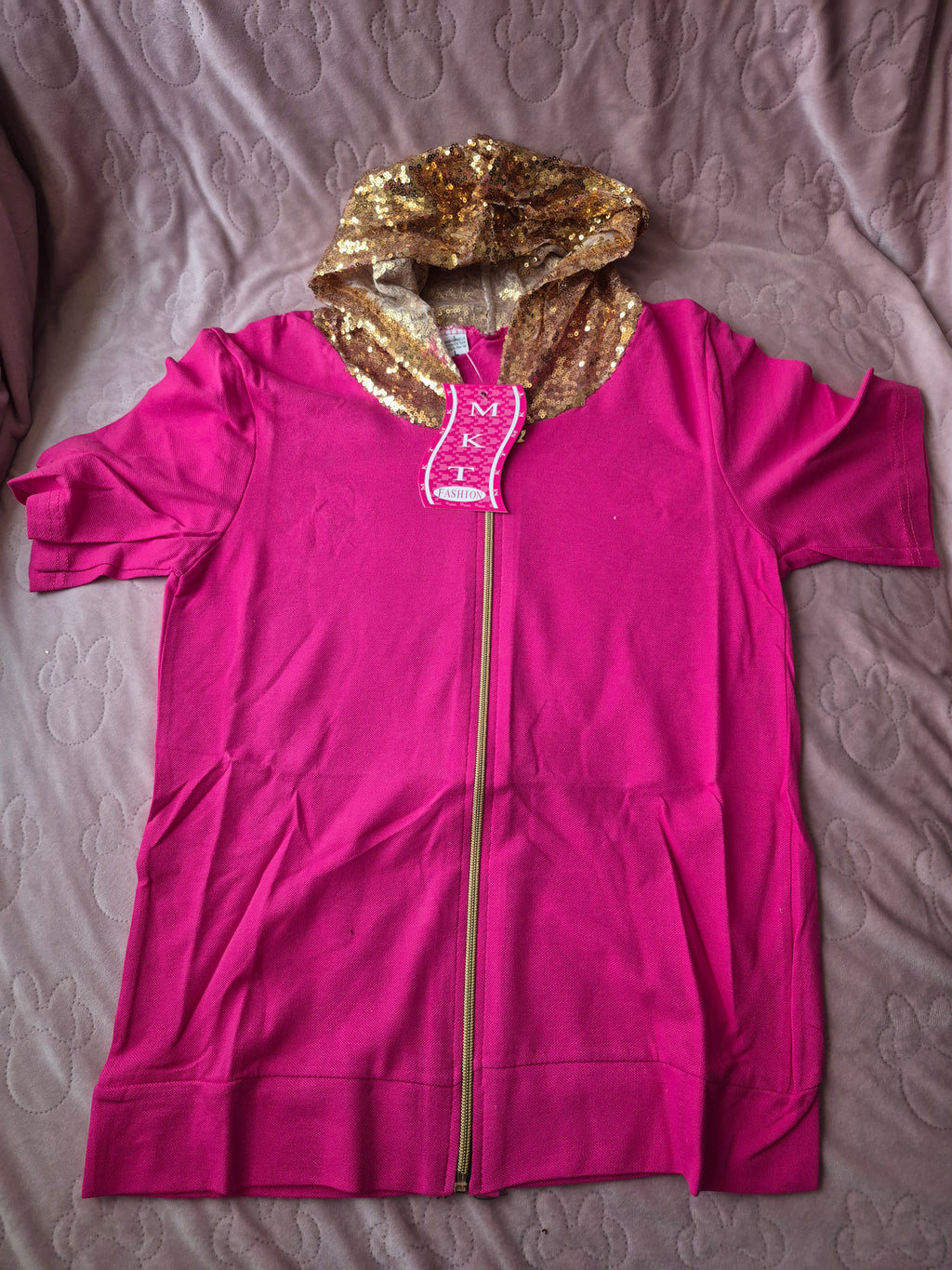 Nieuw 2- delig pak roze/goud maat xxl