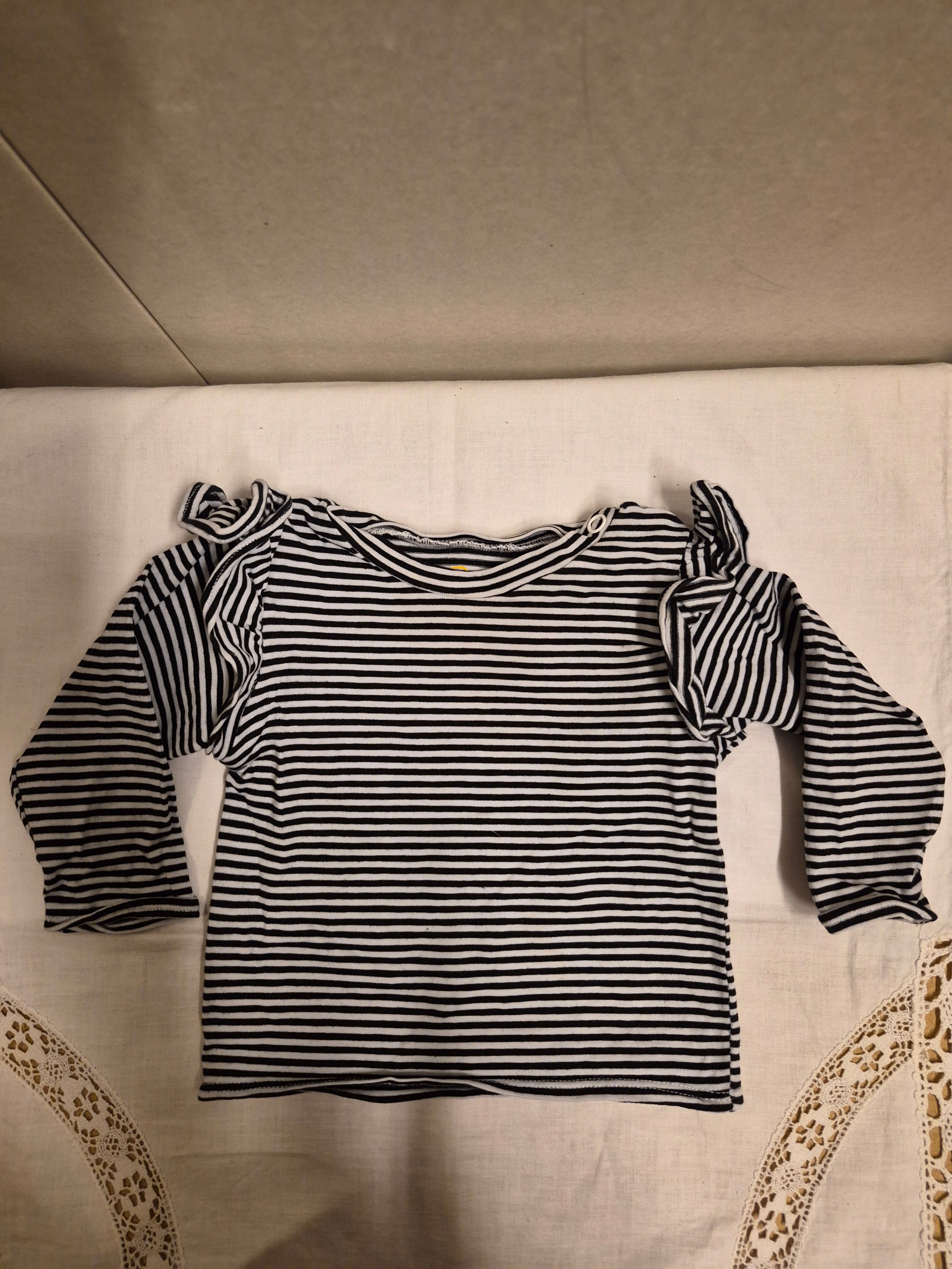 Baby meisjes truitje zwart wit gestreept met strikdetails maat 68
