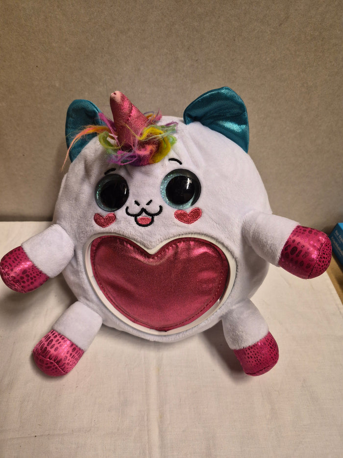 Pluche eenhoorn knuffel met hart roze wit