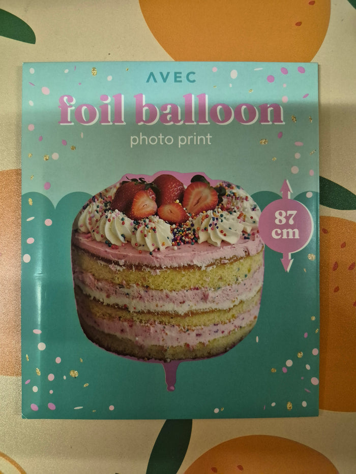 Foli ballon taart met aardbei
