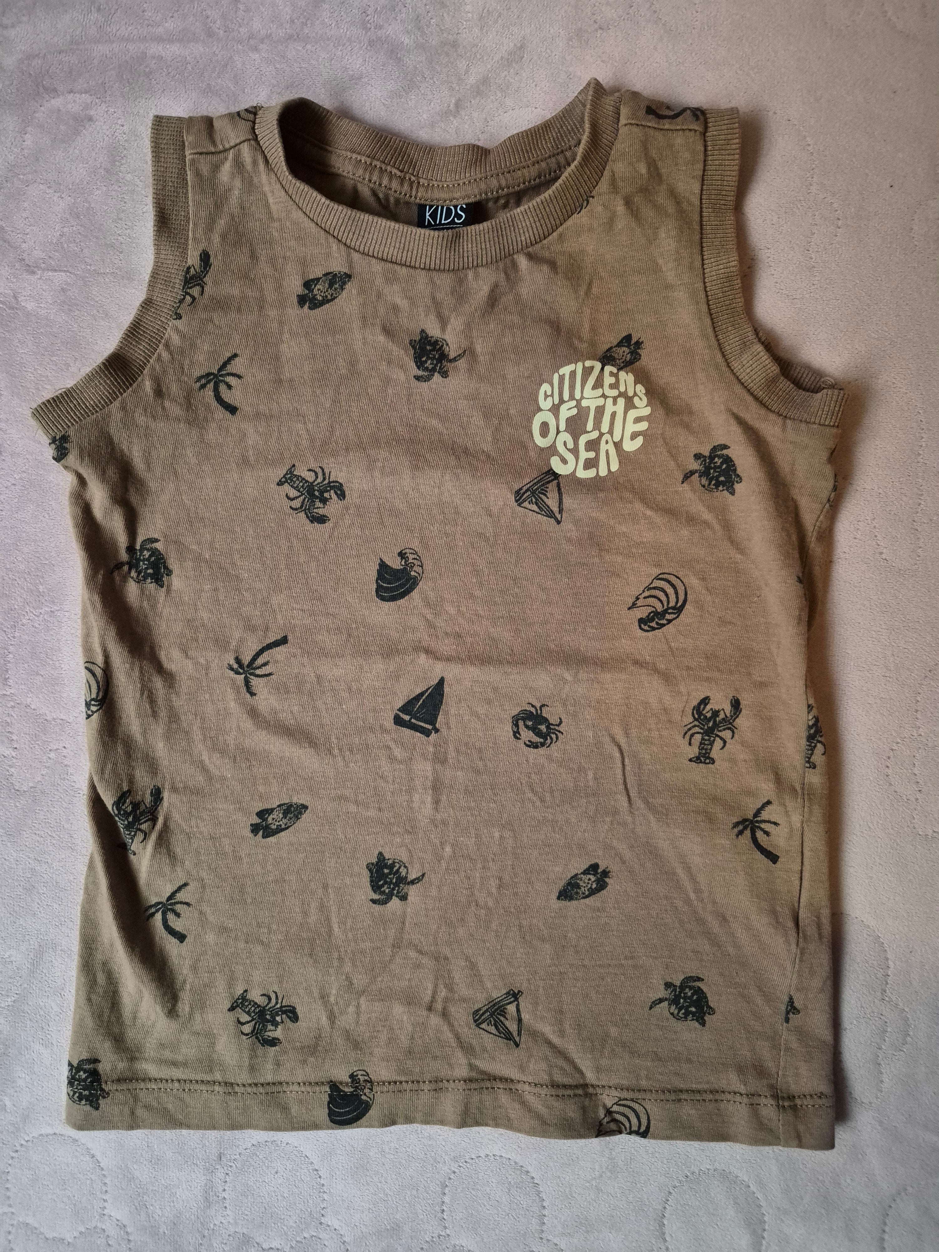 Mouwloos shirt bruin maat 86/92