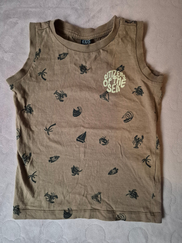 Mouwloos shirt bruin maat 86/92
