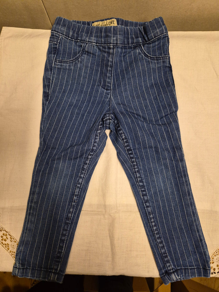 Spijkerbroek met streepjes maat 86