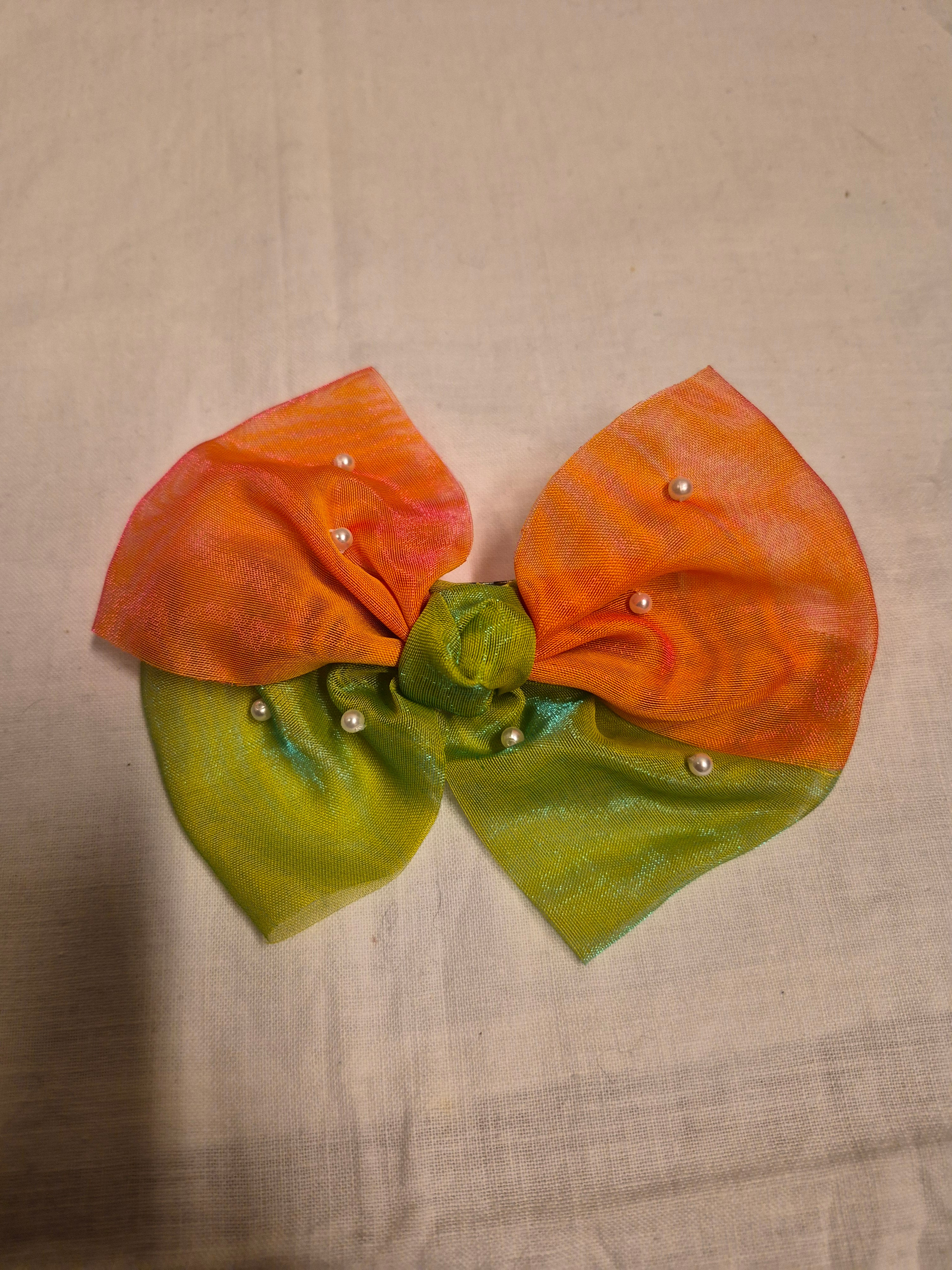 Haarstrik oranje/groen