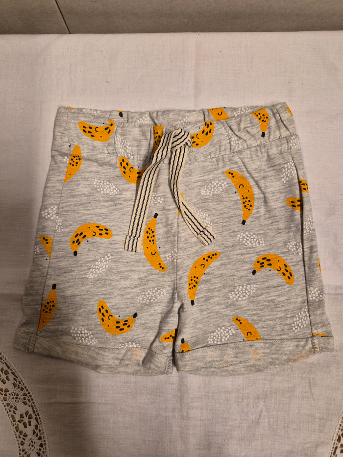 Hema baby kort broekje grijs met bananenprint maat 68